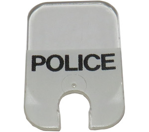 LEGO Windscreen - Motorcycle with Black 'POLICE' Pattern on White Background