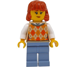 LEGO Vrouw (Donkeroranje Haar) Minifiguur