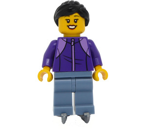 LEGO Woman, Dark Purple Jacket, Sand Blue Legs, Black Hair and Ice Skates Minifigure