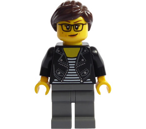 LEGO Kvinde i Sort Leather Jakke Minifigur