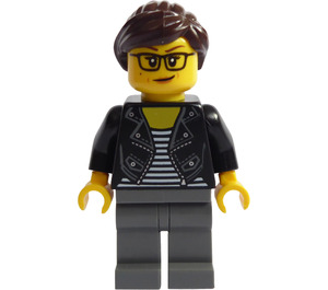 LEGO Woman in Zwart Leather Jacket minifiguur