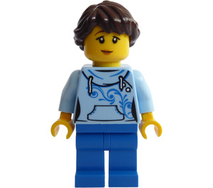 LEGO Vrouw in Bright Licht Blauw Trui Minifiguur