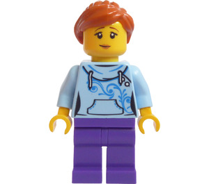 LEGO Žena v Bright Světlo Modrá Sweatshirt Minifigurka