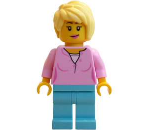 LEGO Woman in Bright Pink Shirt minifiguur