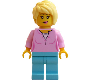 LEGO Frau im Bright Rosa Hemd mit Rosa Lips Minifigur