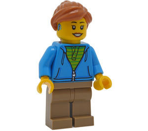 LEGO Kvinde i Mørk Azure Hættetrøje Minifigur