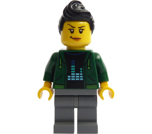 LEGO Woman in Dark Green Jacket with Black Hair Minifigure