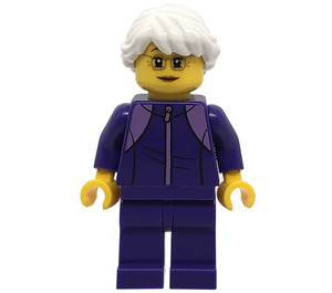 LEGO Žena v Dark Fialová Tracksuit s Dlouhé vlasy Minifigurka