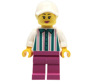 LEGO Woman dans Dark Turquoise Striped Shirt Figurine