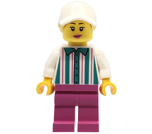 LEGO Vrouw in Donker turquoise Striped Shirt Minifiguur