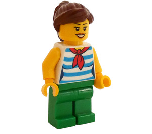 LEGO Nainen sisällä Vihreä Striped Paita Minihahmo