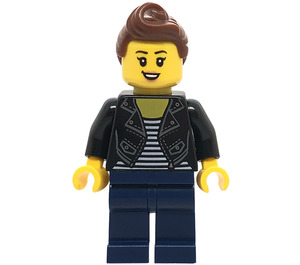 LEGO Vrouw in Leather Jasje met Dark Blauw Poten Minifiguur