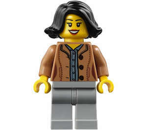 LEGO Woman in Medium Dark Flesh Jacket Minifigure