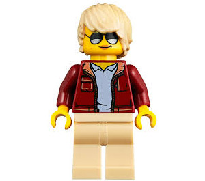 LEGO Woman in Open Dark Rood Jacket minifiguur