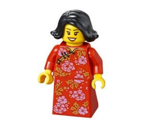 LEGO Woman in Red Patterned Dress Minifigure