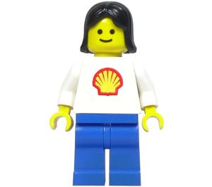 LEGO Woman Shell Torso, Blau Beine, Schwarz Haar Minifigur