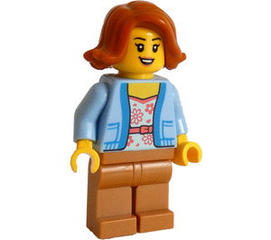 LEGO Woman with Blue Jacket with Dark Orange Hair Minifigure