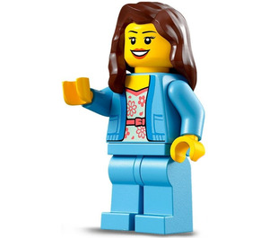 LEGO Frau mit Blau Jacke mit Blumen Minifigur