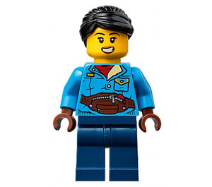 LEGO Vrouw met Donker azuurblauw Jasje Minifiguur