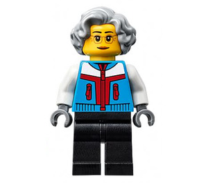 LEGO Kvinde med Mørk Azure Zipped Jakke Minifigur