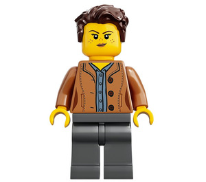 LEGO Woman with Dark Flesh Jacket Minifigure