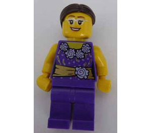 LEGO Woman with Dark Purple Shirt with Flowers Minifigure