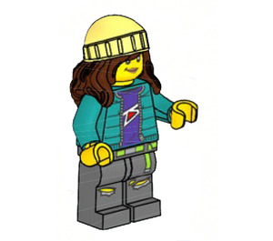 LEGO Woman with Dark Turquoise Jacket and Long Wavy Hair with Beanie Minifigure