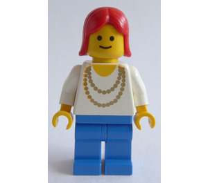 LEGO Woman with Golden Necklace and Red Hair Minifigure