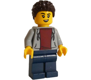 LEGO Kvinna med grå Huvtröja Minifigur