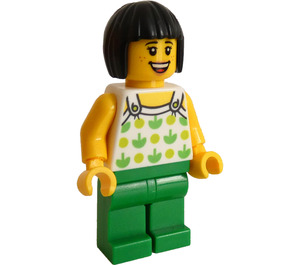 LEGO Woman with Green Patterned Shirt Minifigure