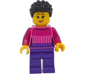 LEGO Woman with Magenta and Dark Purple Sweater Minifigure