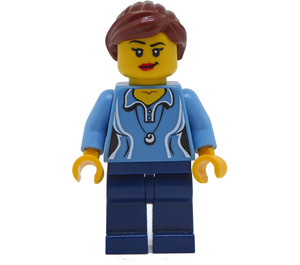 LEGO Woman with Medium Blue Shirt and Dark Blue Legs Minifigure