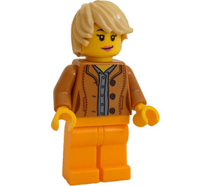 LEGO Kvinna med Medium Dark Hud Jacka Minifigur