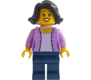 LEGO Frau mit Medium Lavendel Jacke mit Schwarz Haar Minifigur