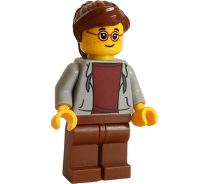 LEGO Kvinna med Medium Stone grå Huvtröja Minifigur