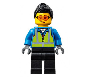 LEGO Frau mit Orange Schutzbrille, Blau Jacke und Sicherheitsweste Minifigur