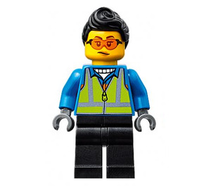 LEGO Woman with Orange Goggles, Blue Jacket and Safety Vest Minifigure