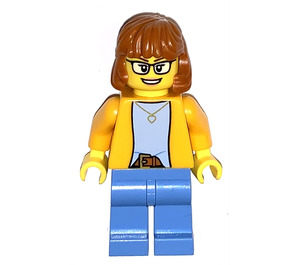 LEGO Woman with Orange Top and Dark Orange Hair Minifigure