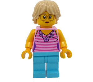 LEGO Kobieta z Różowy Striped Góra Minifigurka