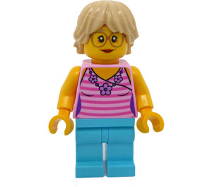 LEGO Woman met Pink Striped Top minifiguur