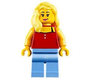 LEGO Kvinne med Rød Coverup Minifigur