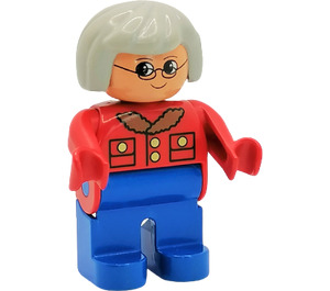 LEGO Woman with Red Jacket and Glasses Duplo Figure