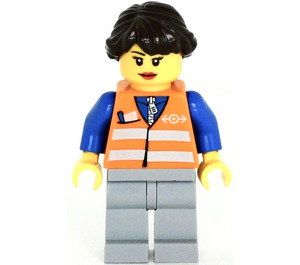 LEGO Woman mit safety vest und Zug emblem Minifigur