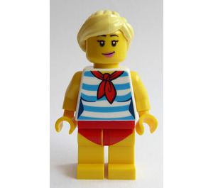 LEGO Woman mit Swimsuit und Striped oben Minifigur