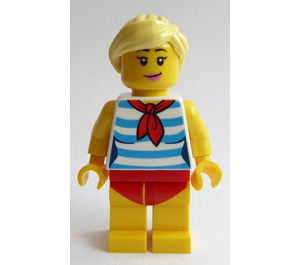 LEGO Woman with Swimsuit and Striped Top Minifigure