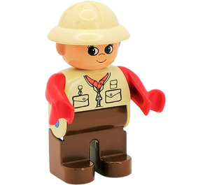 LEGO Kvinna med Brungul Pith Hjälm Duplo figur