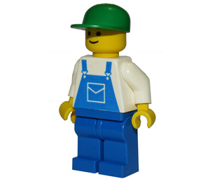 LEGO Worker, Blue Overalls, Green Cap Minifigure