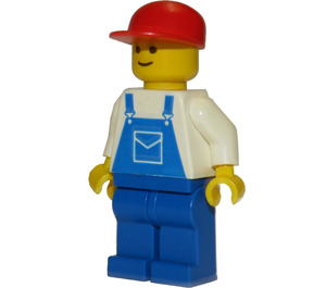 LEGO Worker with Blue Overalls and Red Cap Minifigure