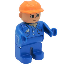 LEGO Worker with Orange Construction Hat  Duplo Figure