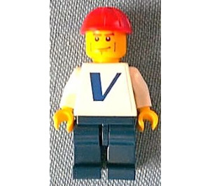 LEGO Worker met Vestas logo (Sticker) minifiguur Kaaklijnen